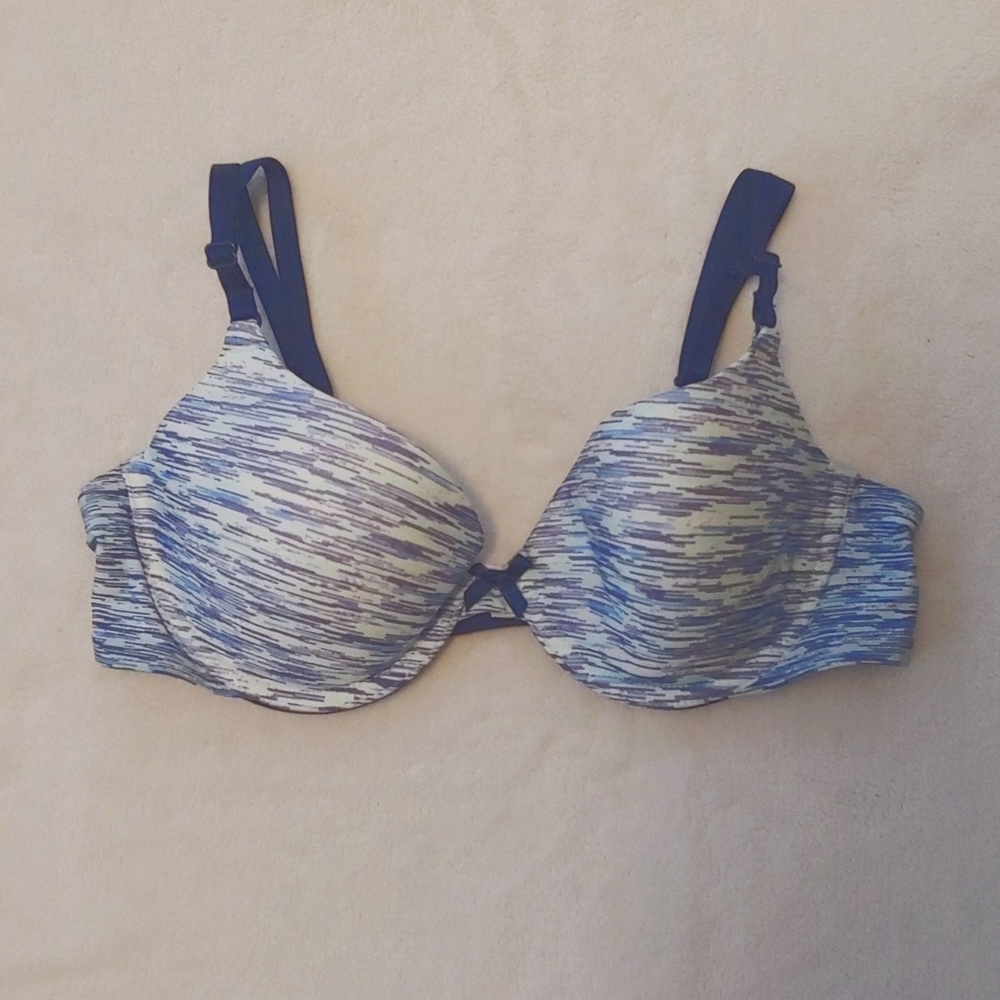 Victoria's Secret Blue Print Lined Demi Bra, 36B NWT